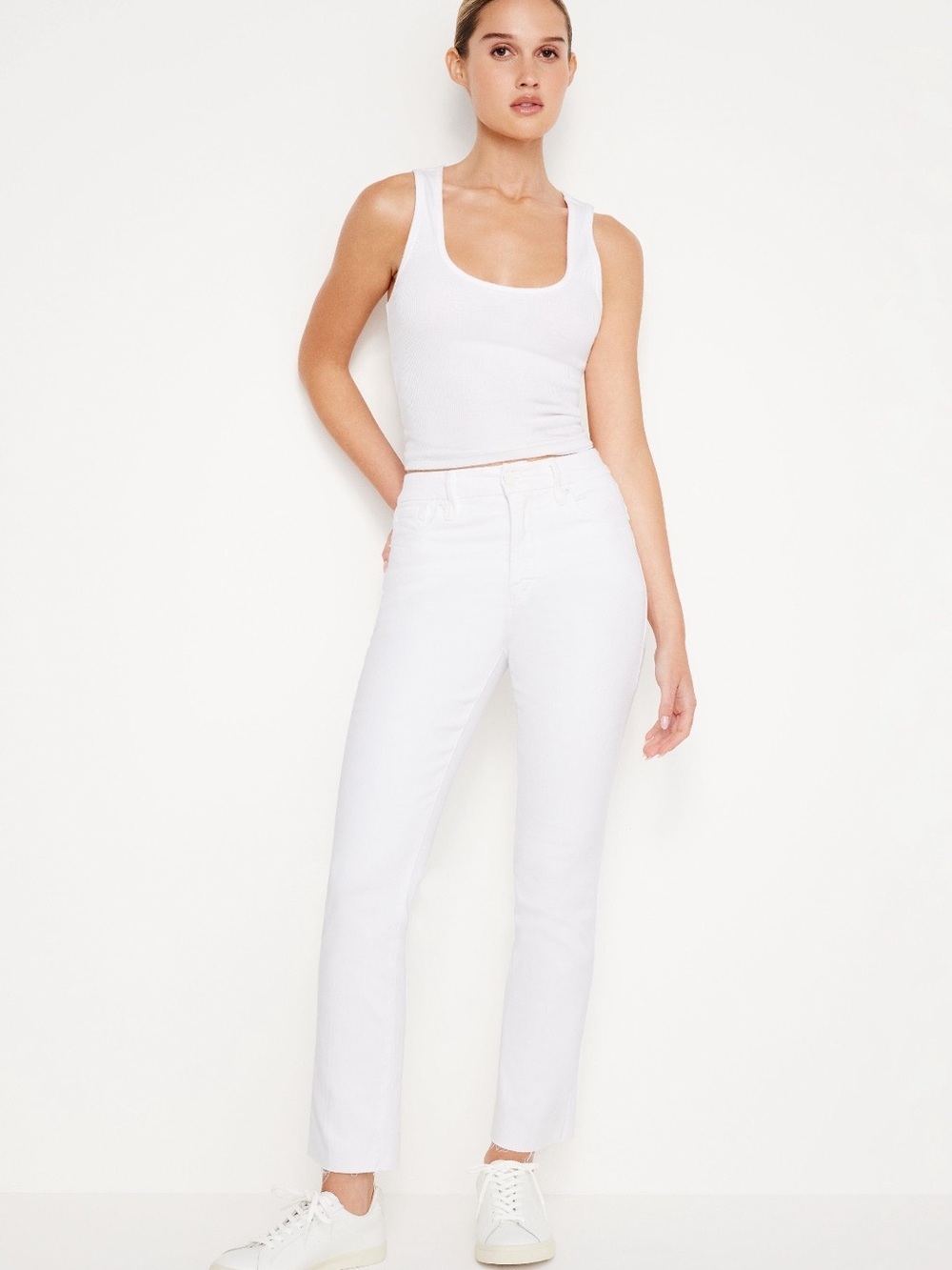 Good American Good Legs Straight White Jeans Size 10/30 Like New
